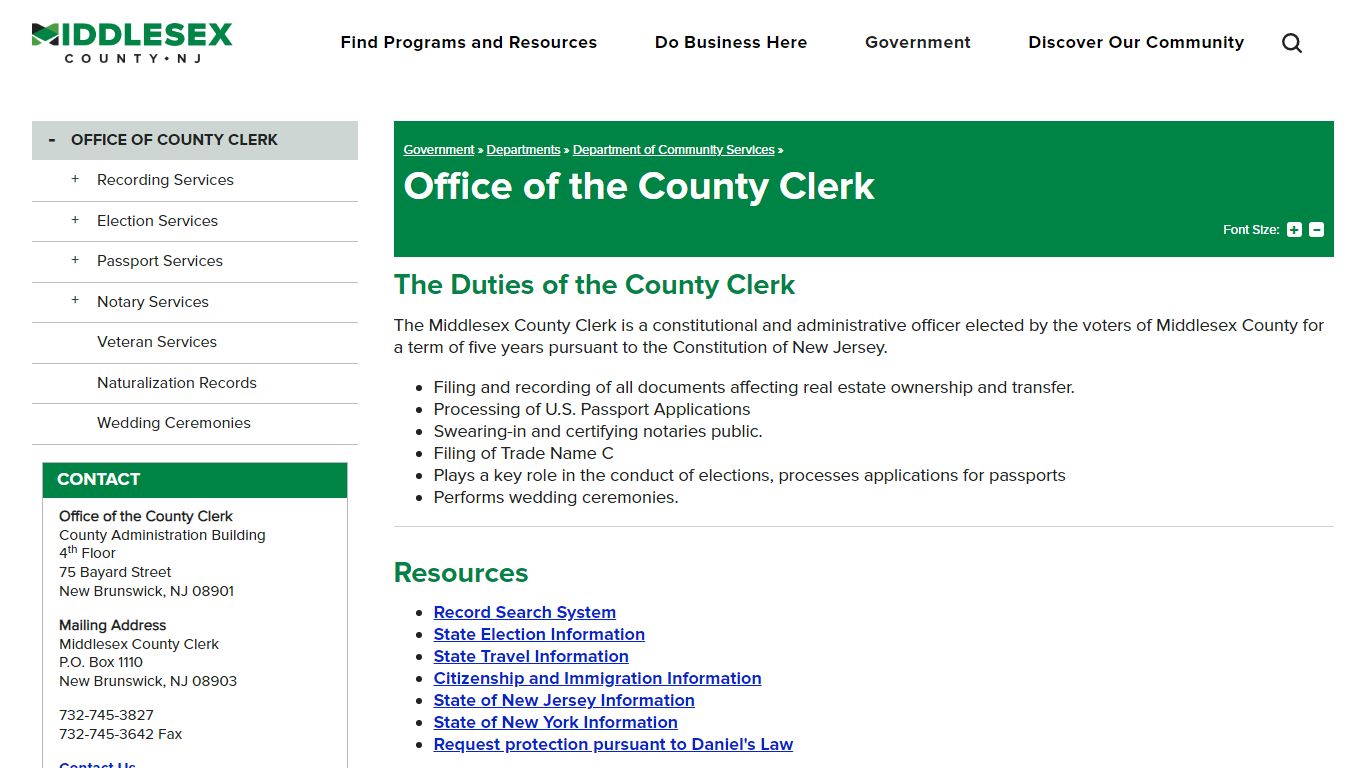 Office of the County Clerk | Middlesex County NJ